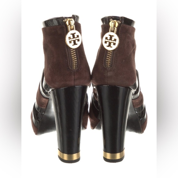 Tory Burch Black and Brown Heeled Boots - Picture 4 of 16